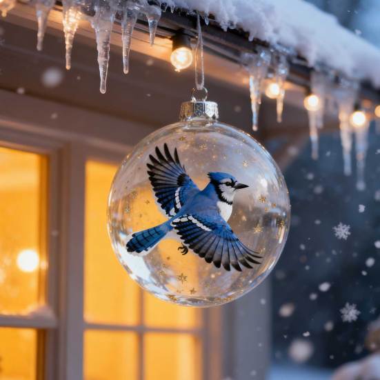 Nature's Birds Crystal Glass Ornament Clear Plastic Bird Christmas Ball Ornament Xmas Tree Memorial Gifts for Holiday Indoor Home Decor