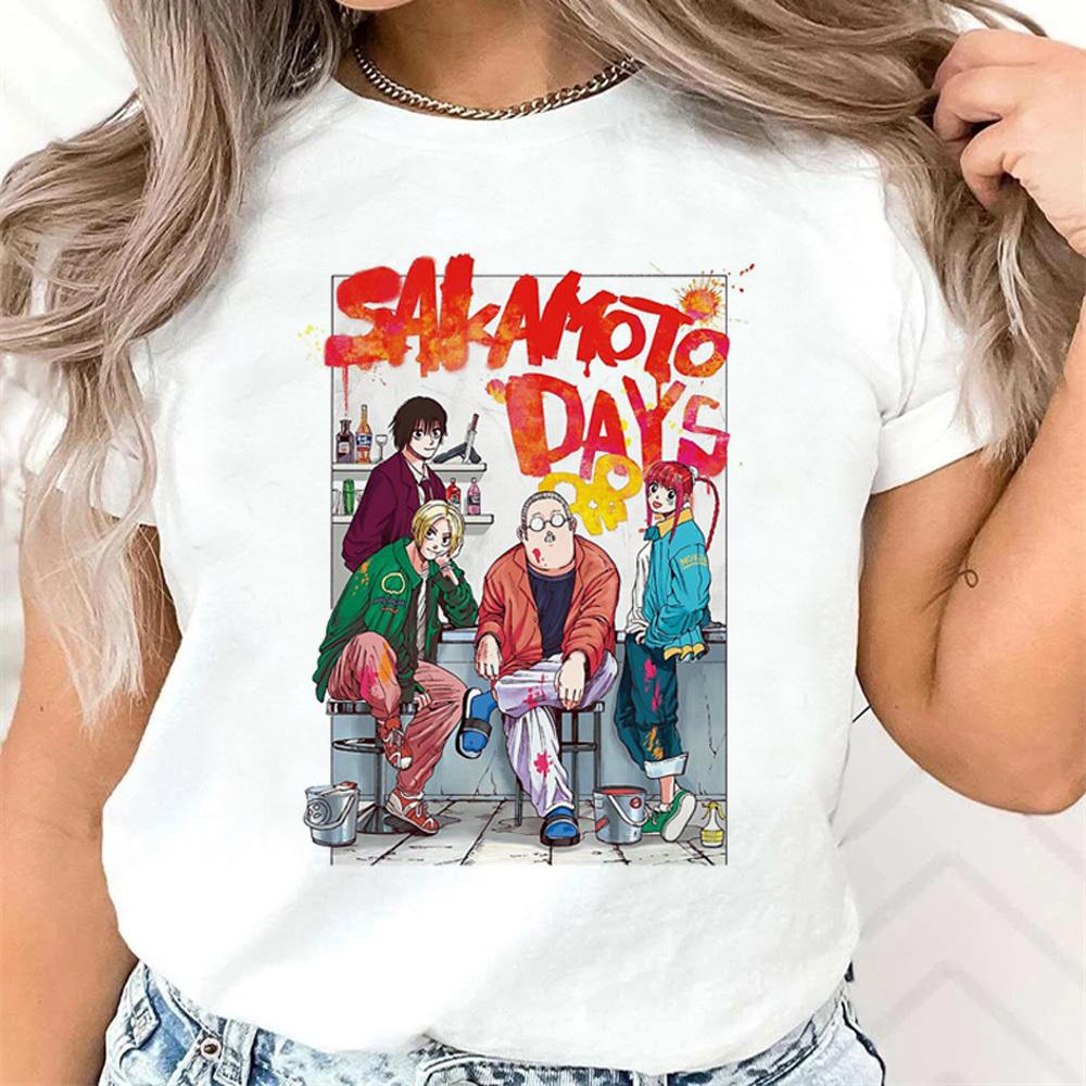 Футболка Sakamoto Days женская Панк Модная Винтажная 80-е Цифровая футболка Пастельный принт корейская одежда 2000-е хип-хоп Винтаж