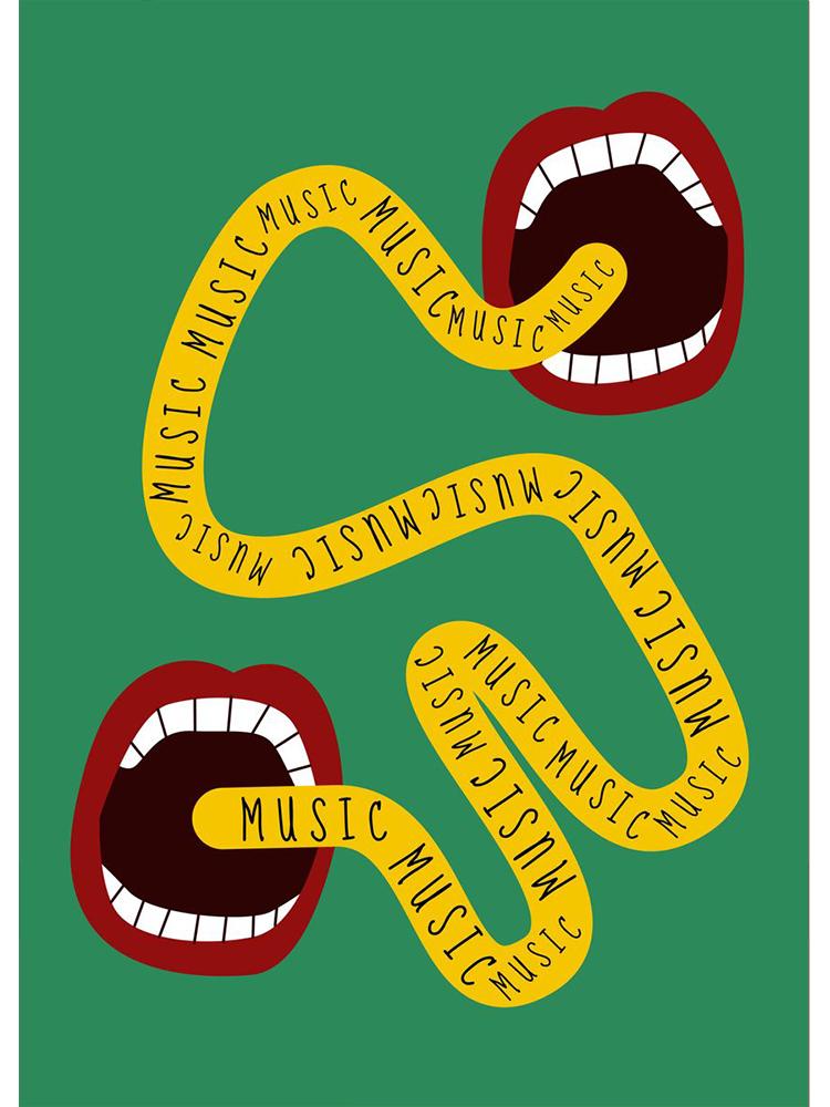 Забавный меломан, холст, живопись, постеры, принты, абстрактная девушка, играющая на гитаре, нота, настенное искусство для современной гостиной, домашний декор