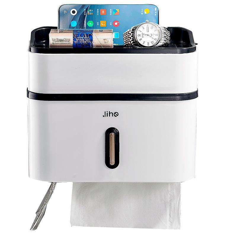 Punch-Free Waterproof Wall-Mounted Toilet Paper Holder and Storage Rack