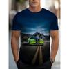 Большая мужская футболка с 3D-принтом с рисунком спортивного автомобиля, мужская футболка с круглым вырезом и короткими рукавами, летняя модная футболка, повседневный удобный универсальный топ