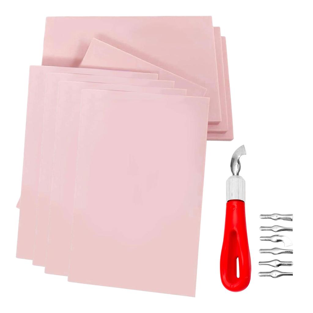 Rubber Carving Block, with Cutter Tools Engraving Block for Professionals Printmaking Craft Projects Stamp Making Scrapbooking