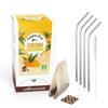 Organic Golden Herbal Tea Turmeric-Ginger 20 Sachets + 4 Stainless Steel Straws