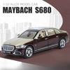 1/32 Alloy Diecast Benz Maybach S680 Car Model Scale Toy High Simulation Vehicle Door Can Open Pull Back Collect Decorative Toys