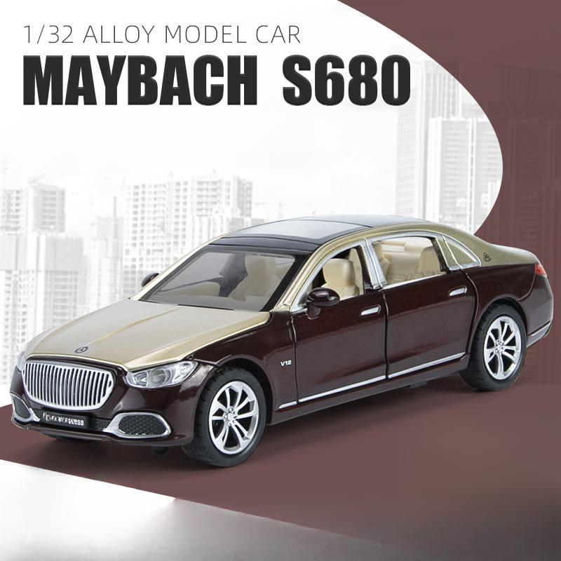 1/32 Alloy Diecast Benz Maybach S680 Car Model Scale Toy High Simulation Vehicle Door Can Open Pull Back Collect Decorative Toys