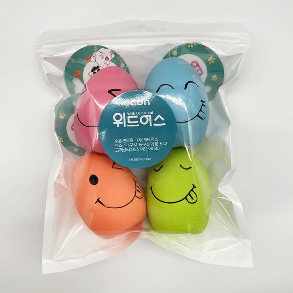 With Us Damda Smile Egg Bonbon Латексная игрушка 4P_ Скрипящая игрушка для собаки Скрипящая игрушка Игрушка для игр с водой Игрушка для домашних животных, Мелонг 4P