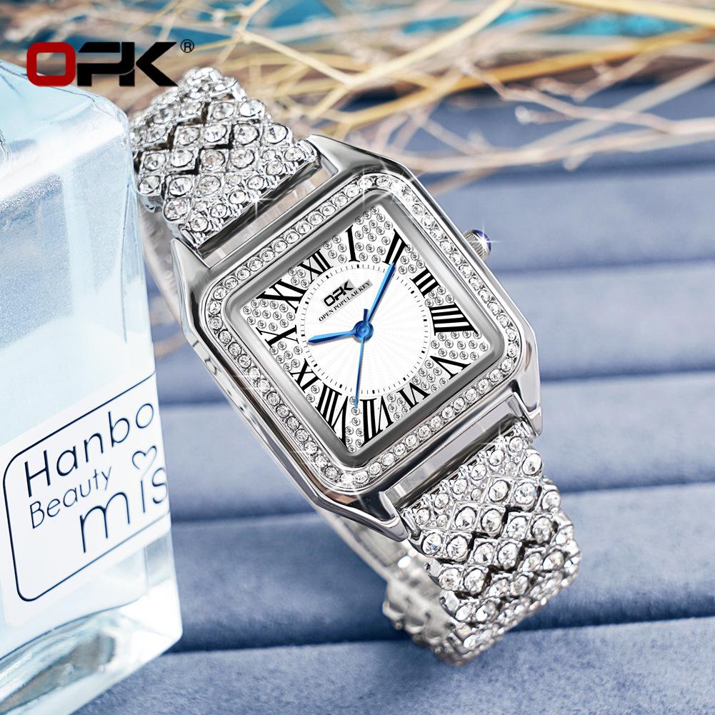 OPK Brand Watch with Diamonds, Elegant Jewelry Buckle, Clasp, Quartz Watch, Women's Watch, Women's Watch