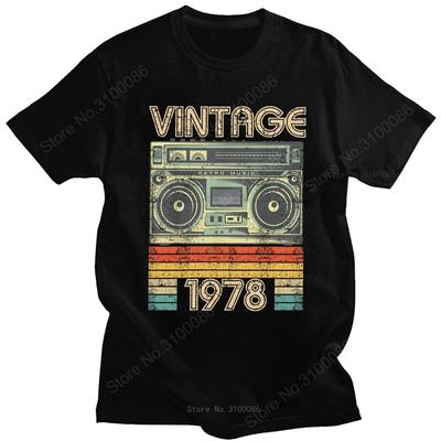 Streetwear Мужская футболка, родившийся в 1978 году, с коротким рукавом, с круглым вырезом, хлопковая футболка, ретро-радио, подарок на 42-летие, футболки, одежда