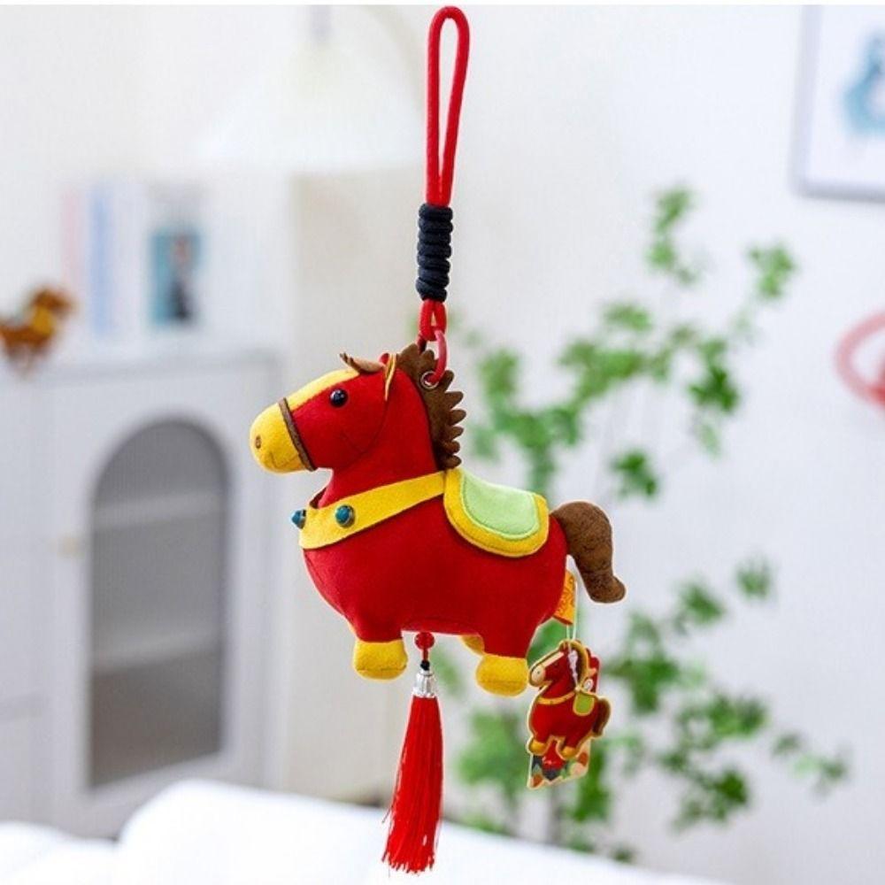 Realistic Pony Plush Keychain Ultra-soft Stuffed Year Horse Mascot for Year of The Horse