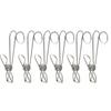 6/12 шт. Зажим из нержавеющей стали с длинным хвостом и крючками, металлические зажимы-вешалки, прищепки для подвешивания, для улицы, кухни, офиса