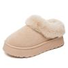 Женские зимние ботинки на толстой платформе, зимние короткие тапочки из искусственной замши с подкладкой из искусственного меха, нескользящие, теплые, для дома и улицы для женщин