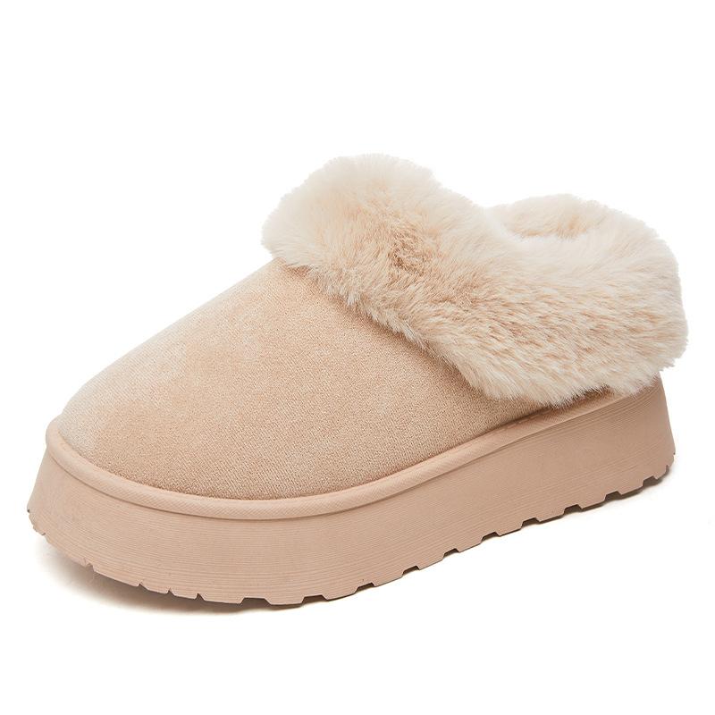 Женские зимние ботинки на толстой платформе, зимние короткие тапочки из искусственной замши с подкладкой из искусственного меха, нескользящие, теплые, для дома и улицы для женщин