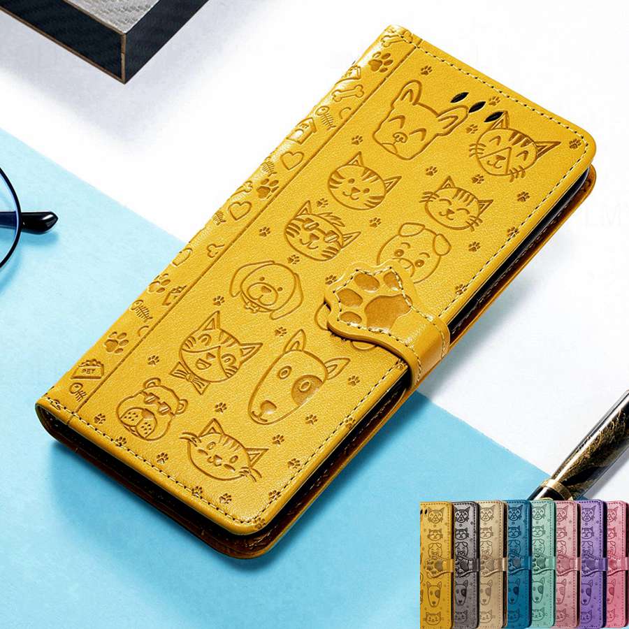 Кожаный чехол-книжка для Huawei P30 P40 Nova Y91 Honor X6D X5D X8D X5C 70 90 200 X6 X8 5G X7A X8A X7B X8B X7C Magic 5 6 8 Кот Собака Кошелек Чехол
