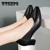 Soft Leather Soft Sole Shoes Mid Heel Low Heel Women's Shoes Spring and Autumn Women's Professional Work Leather Shoes