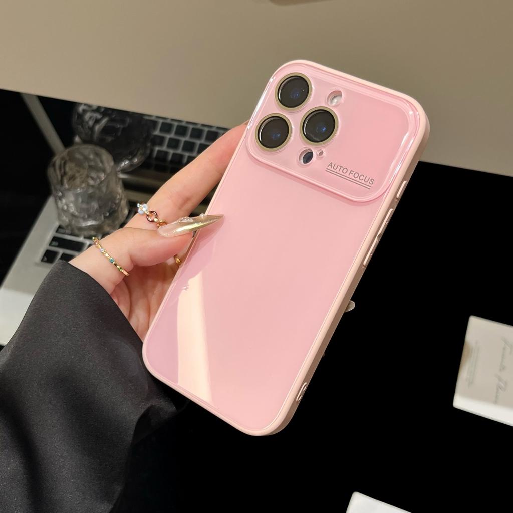 Роскошный глянцевый чехол из закаленного стекла для iPhone 17 16 15 14 13 12 11 Pro Max с большим окном для защиты объектива, противоударная бронированная крышка