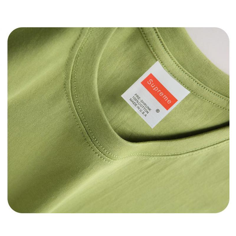 Футболка ZL06 Supreme 2025 из чистого хлопка с круглым вырезом и принтом, высококачественная парная футболка