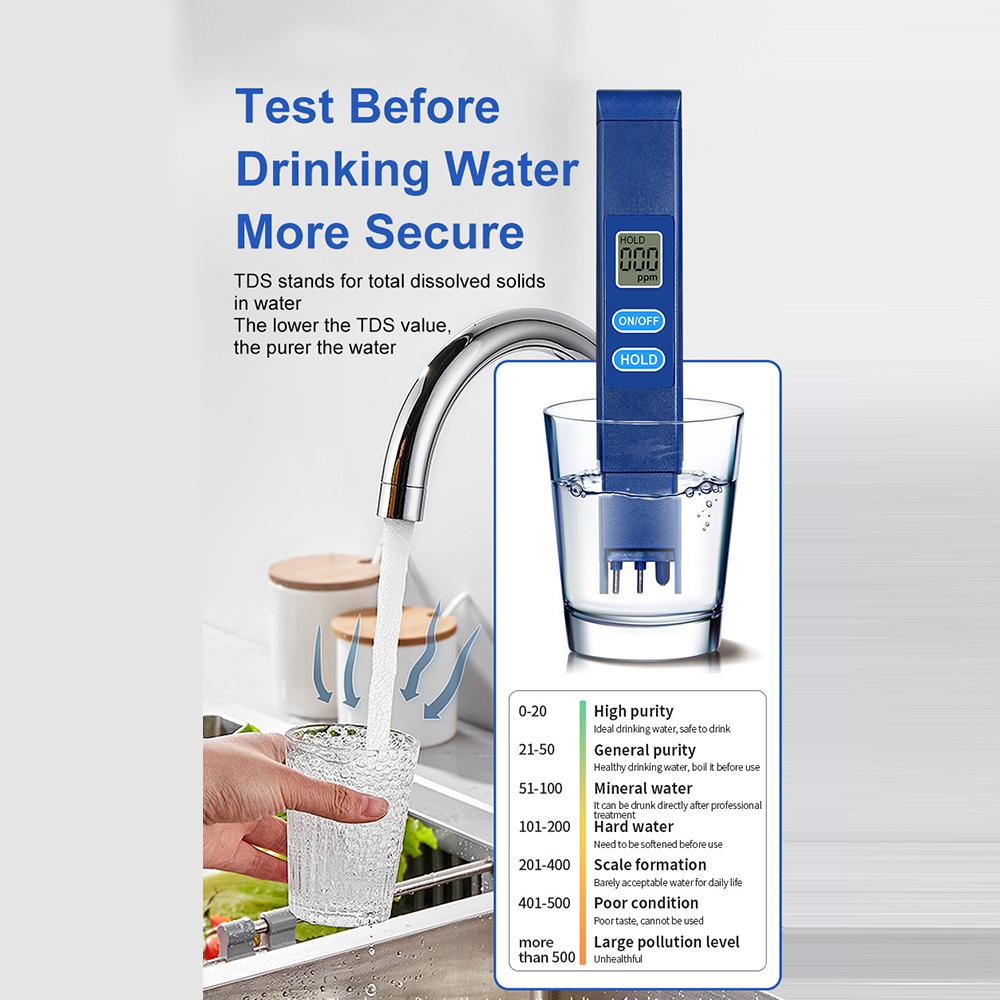 Цифровой тестер качества воды TDS PH-метр 0,01 pH Высокоточный PH-метр 0-9990 ppm Анализатор чистоты воды Монитор Фильтр