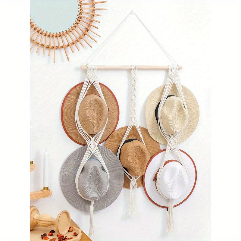 1 шт./1 комплект Макраме Деревянная Подставка для Шляп Плетеная Подставка для Шляп Ручной Работы Органайзер для Шляп Настенные Полки Подставка для Ковбойских Шляп для Бейсбола Общежития Кабинета Над Дверью