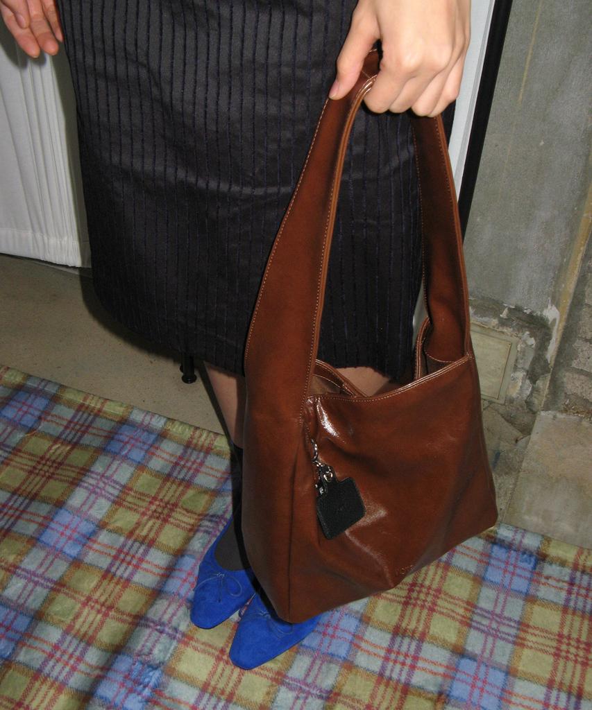 Сумка Pote 0008 с квадратными плечами_Кожаная Коричневая