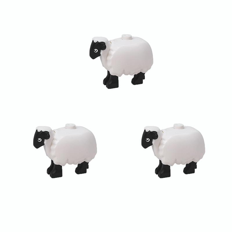 MOC Кубики Игрушки Модель Ферма Строительные блоки Крупный рогатый скот Лошадь Повозка Транспорт Огород Цветок Растение Фрукт Поле Дерево Животное