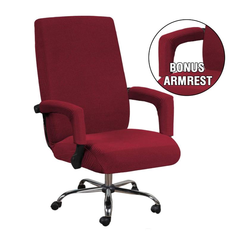 2 Sizes Office Elastic Solid Chair Covers Anti-dirty Computer Seat Chair Cover With Armrest Covers Removable  Office Seat Chairs Slipcovers