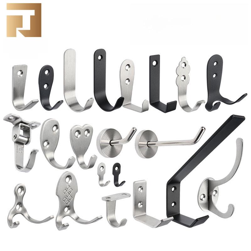 Black Stainless Steel Wall-Mounted Clothes Hook for Bathroom, Kitchen, or Door