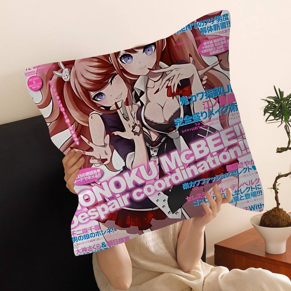 Классическая аниме-подушка Danganronpa Подушка для аниме Подушка для дивана Подушка для изголовья кровати Наволочка Чехол для подушки 45x45 см Модная