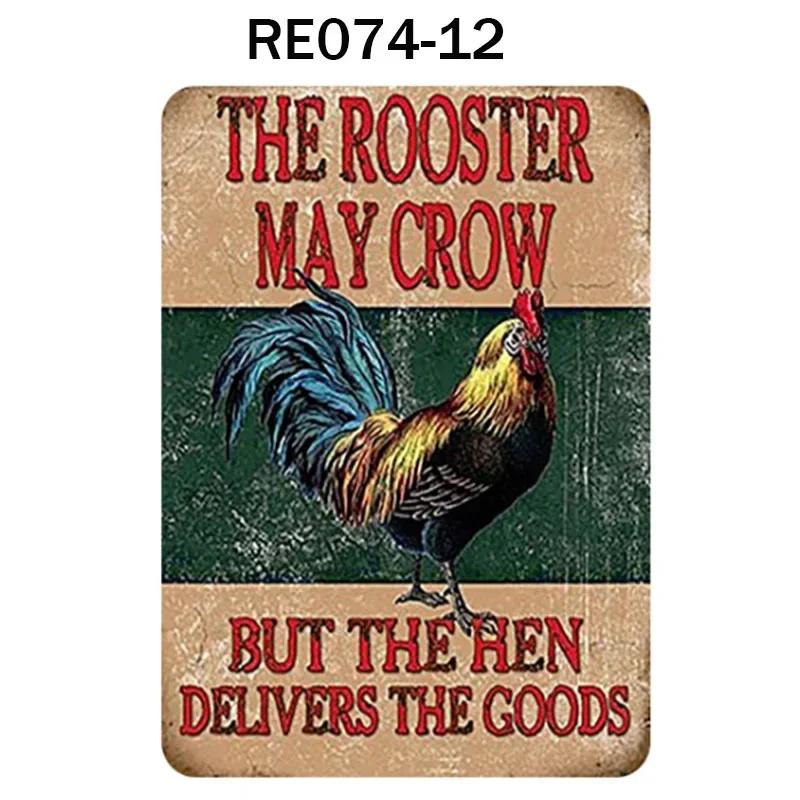 Happy-Hens Свежие яйца Металлическая жесть Плакат Куры Ферма Магазин Плакат Винтаж Ресторан Настенный декор Ретро таблички Знаки 20*30 см