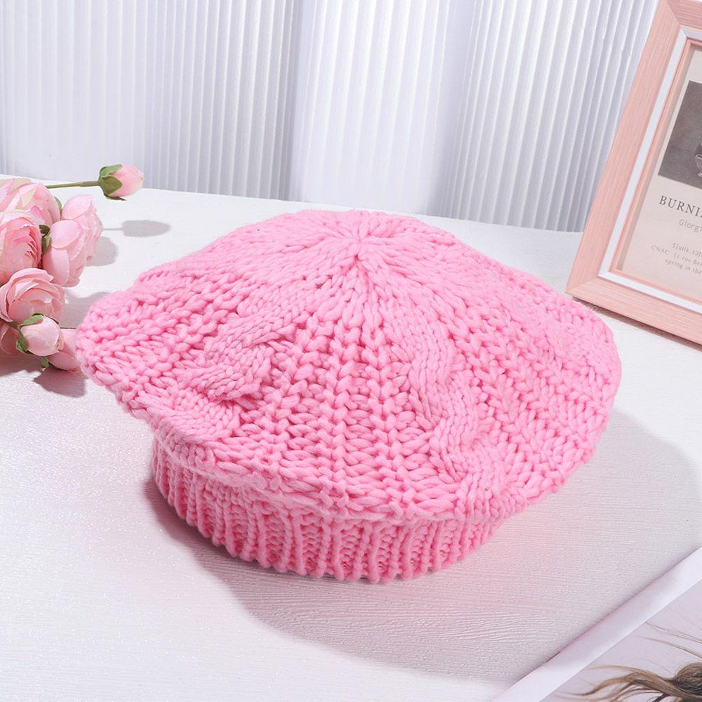Women Girl Ribbed Vintage Warm Beret Hat French Artist Cap Knitted Cap Painter Hat