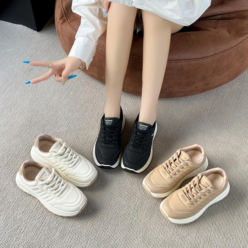 Мода Мода Осень 2025 Женские Повседневные Кроссовки Кожаные Женские Кроссовки Женские Туфли на Платформе Вулканизированные Zapatillas De Mujer 962
