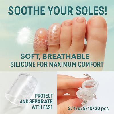20/10/8/6/4/2/1 шт. защита для пальцев из мягкого силикона, дышащая мозоли для ног, волдыри, крышка для пальцев, инструмент для ухода за ногами, антифрикционные разделители для пальцев ног