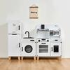 Korean Color Water Sound And Light Wood Simulation Kitchen Refrigerator Sink Play House Toys