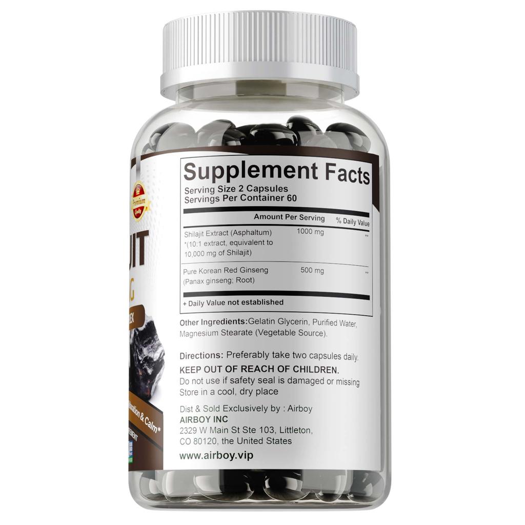 Himalayan Pure Natural Mineral Seed Capsules 1500 mg: Enhances energy, promotes brain health and vitality, and boosts immunity.