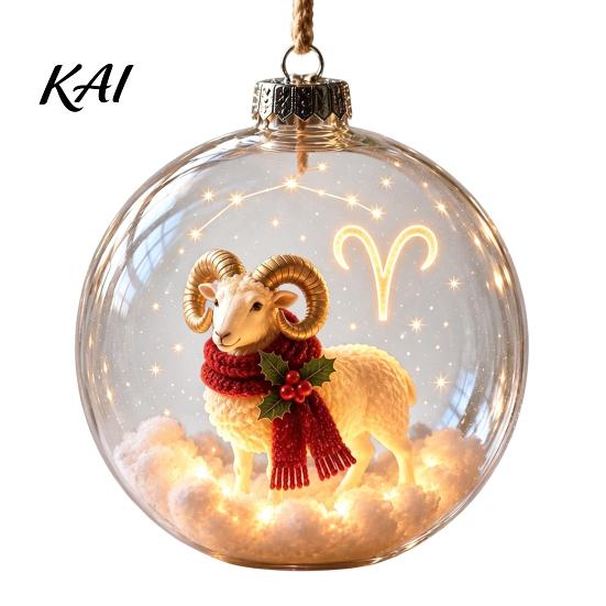 Decorative Spheres for Home Lighted Zodiac Christmas Ornament, Glowing Sign Ball with Warm LED, Acrylic Xmas Balls Party 3D Clear Hanging Pendant Tree