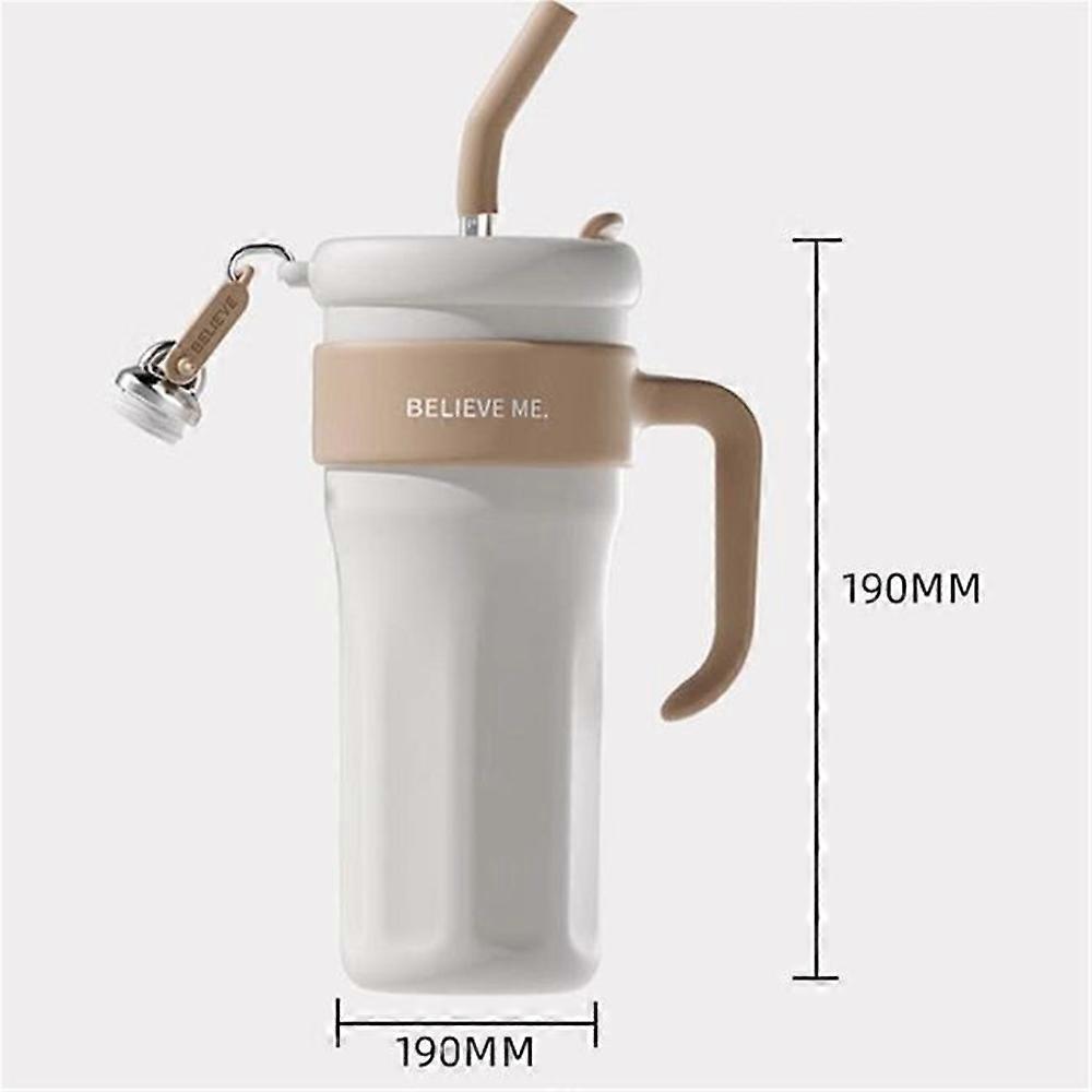 Large Capacity Heat Preservation And Cold Preservation Cup With Straw Handle High Value Stainless Steel Water Cup