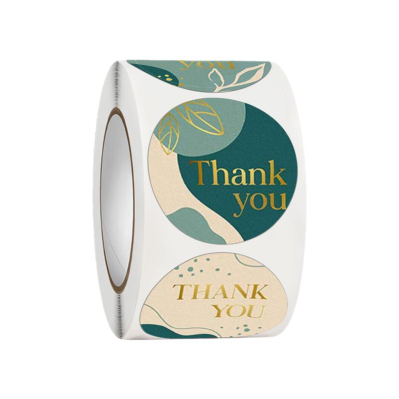 500 Pcs Per Roll Thank You Adhesive Paper Sticker 1.5 Inch UV Printed Packaging Labels Wedding Decoration Jingwang Brand