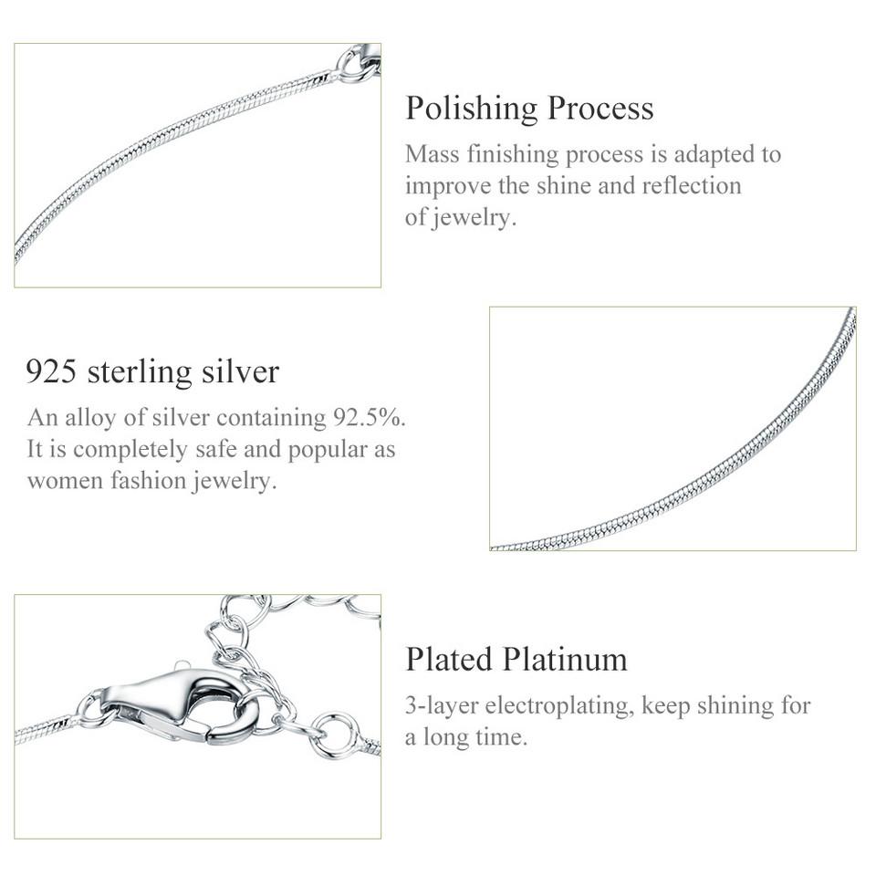 BAMOER 100% 925 Sterling Silver? Bracelet New Snakebone Bracelet For Women Sterling Silver Jewelry