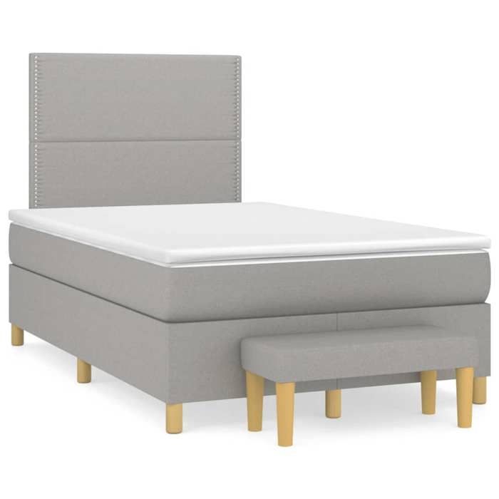 Maison Exclusive - Sommier à lattes de lit avec matelas Gris clair 120x200cm Tissu