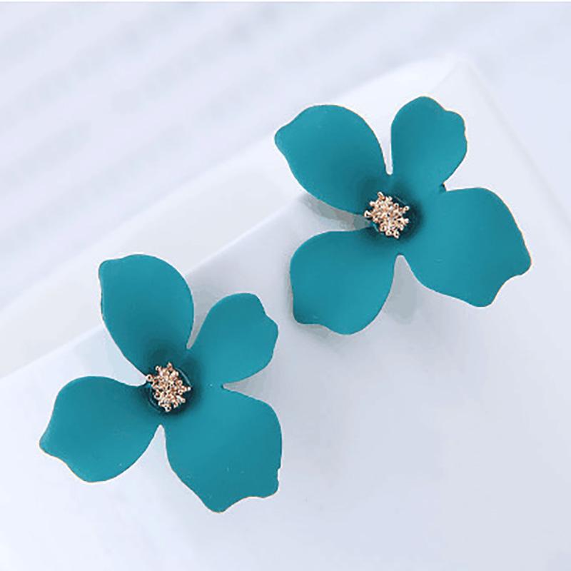 High Quality Gold Plated Custom Blanc Jardin Earring Jewelry Fashion Big Petal Flower Stud Earrings for Women