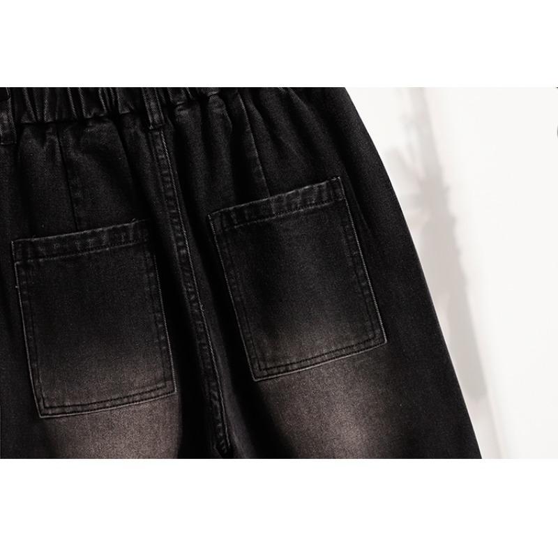 Dimanaf 2025 Осень Женские Джинсы Большого Размера Брюки Клеш Деним Женские Эластичные Базовые С Высокой Посадкой Оверсайз Модные Новые Брюки 5XL