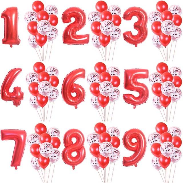 11 шт./компл., большой размер, цифровые воздушные шары из фольги, конфетти, латексный воздушный шар, украшение для дня рождения, свадьбы, детские шарики для душа