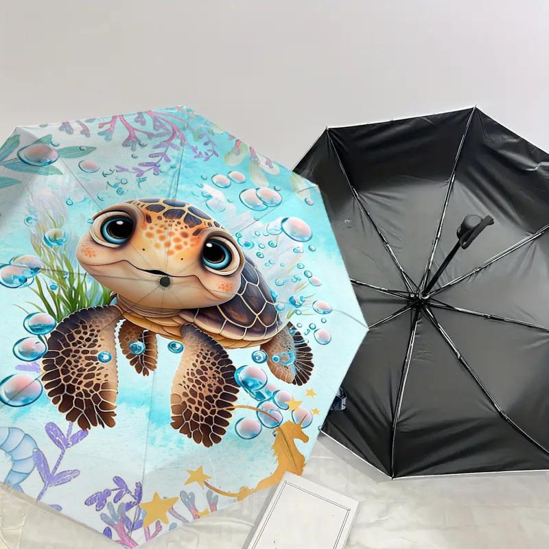 1PC turtle ocean Umbrella-8-Rib Reinforced Portable Folding Travel Suitable for All Seasons Outdoor Daily Use -J0350