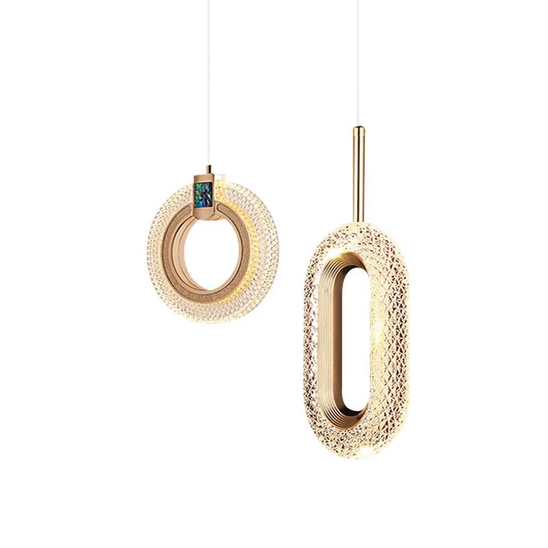 Скандинавский современный светодиодный подвесной светильник золото акриловая люстра креативность подвесная лампа для дома лофта спальни прикроватной тумбочки кабинета лестницы