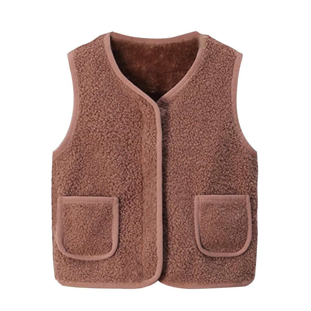 Winter Kids Vest Sleeveless Padded Horse Clip Outer Wear Lamb Wool Vests