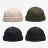New Spring Brimless Hats Hip Hop Beanie Skullcap Street Knitted Hat Women Men Acrylic Casual Solid Pumpkin Portable Melon Cap