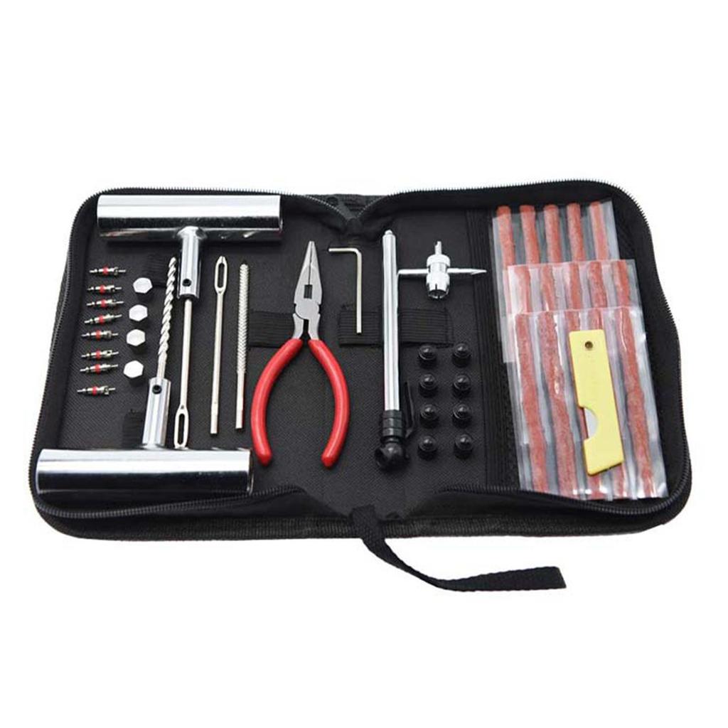 Car Tool Kit 46pcs Emergency Tire Repair Complete Kit Workshop Repair Mechanical Auto Pneumatic Q7K6
