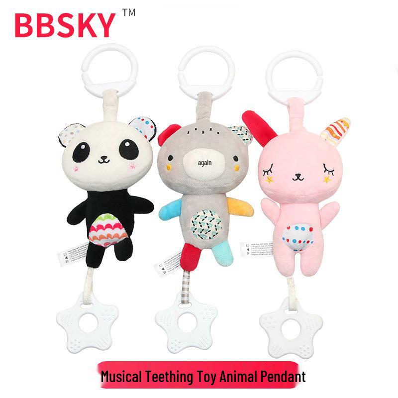 BBSky Детская плюшевая музыкальная игрушка-прорезыватель в виде медведя и кролика для кроватки