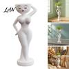 Weather Resistant Resin Garden Statue Artistic Face Flower Pot, Women Figure Planter Creative Female Sculpture Small Succulents Pot for Desk