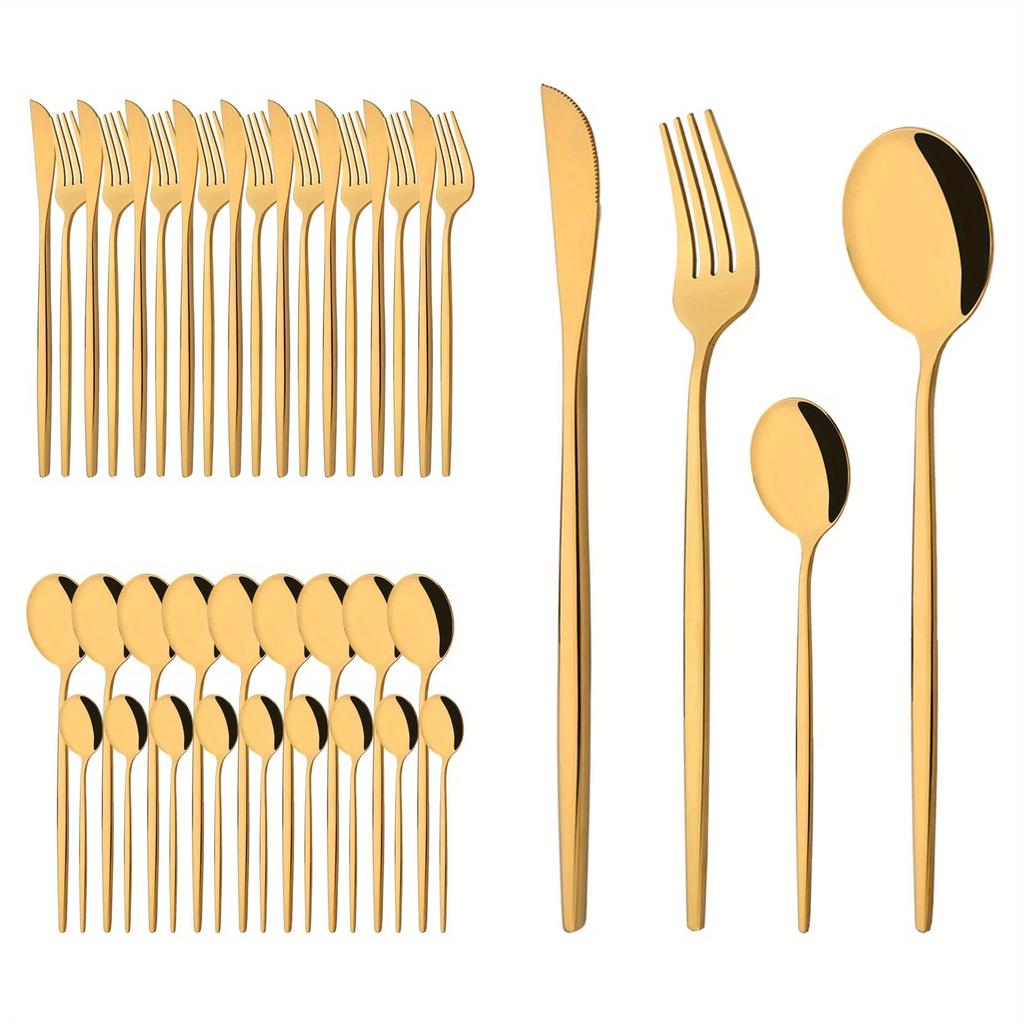 40 шт./набор зеркальных черных столовых приборов, нож, вилка, чайная ложка, столовая посуда, столовые приборы из нержавеющей стали, столовое серебро в западном стиле