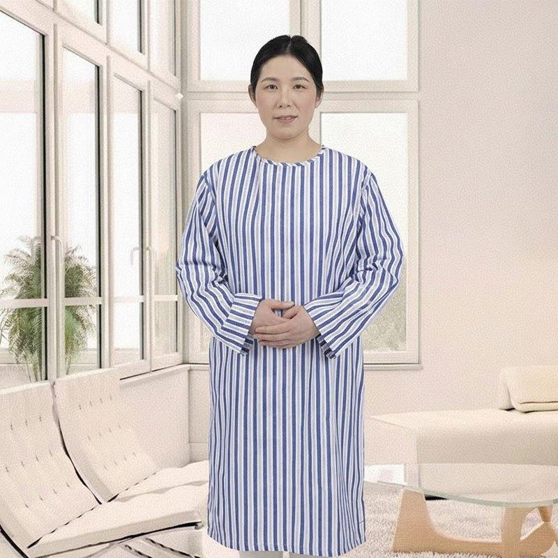 Легко надеваемая больничная одежда с круглым вырезом для доступа при кормлении Адаптивный больничный халат с завязками сзади для пациентов